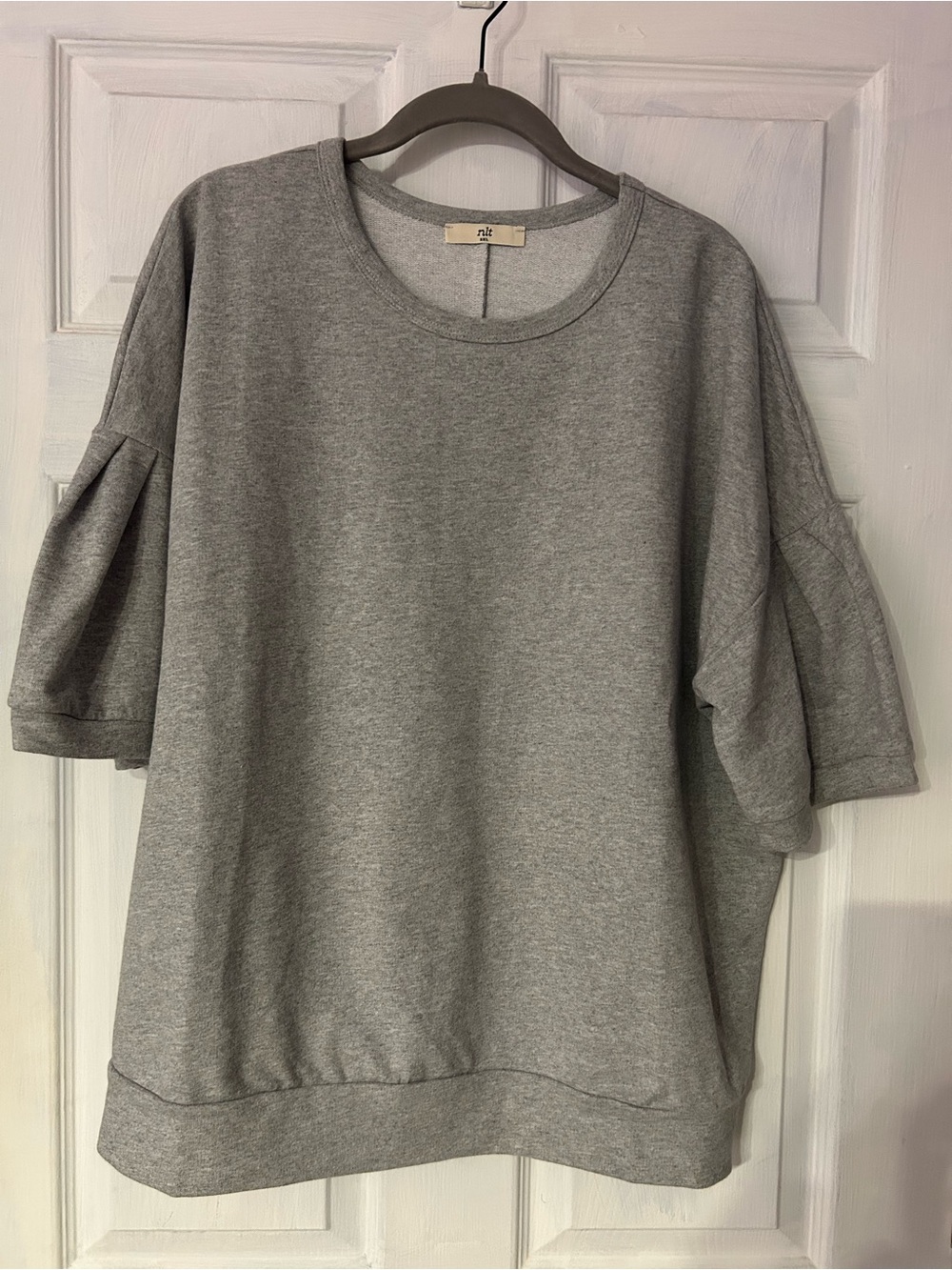 Women's Puff-Sleeve Grey Sweatshirt Top